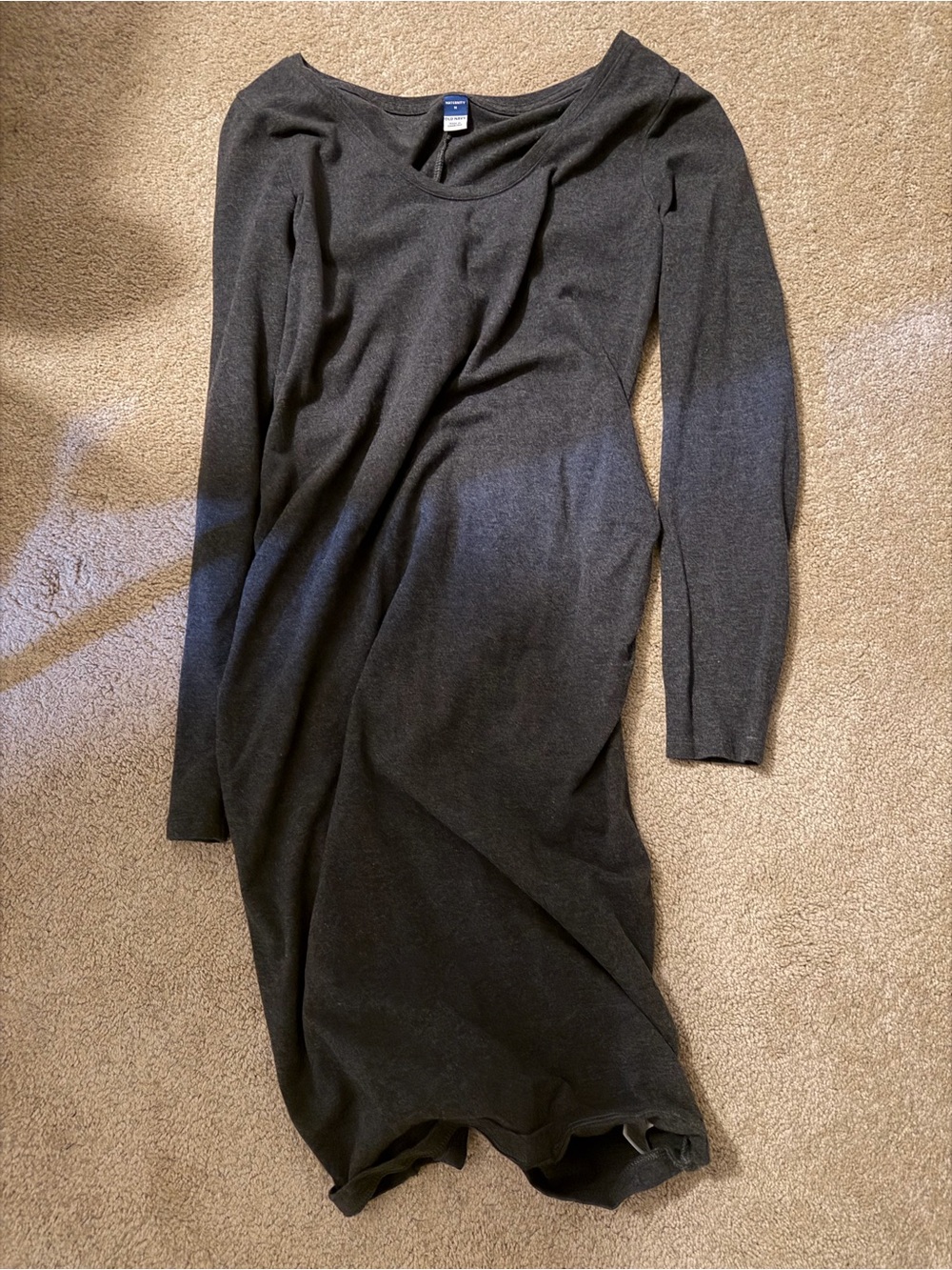 Long Sleeve Dark Gray Women's Maternity Sweater Dress